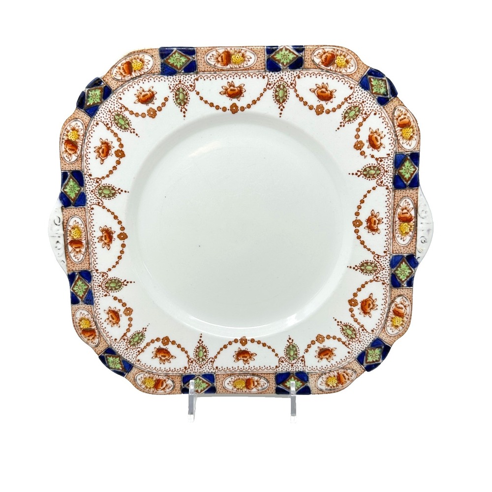Vintage Gladstone China Imari Floral Square Plate‎ 9 Inch England
